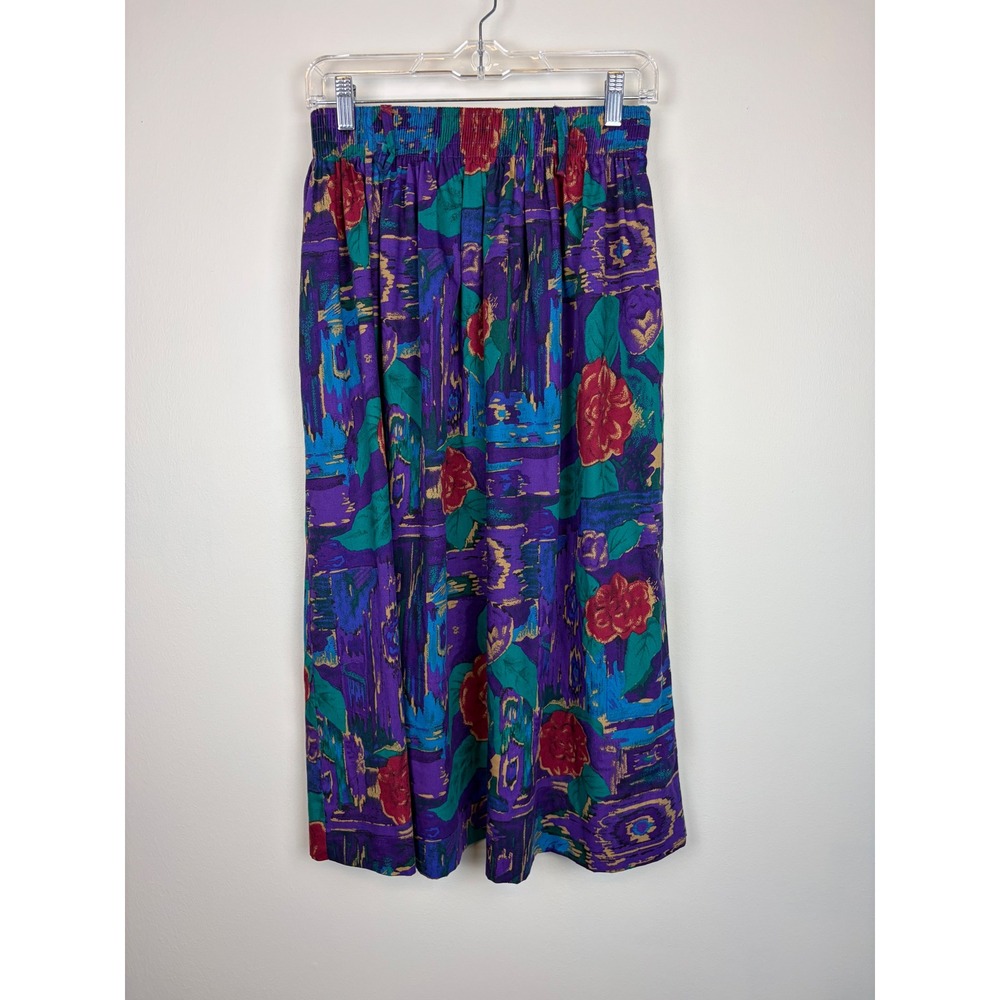 Intriguing Threads Midi Maxi Skirt Medium Purple Vintage 90s Floral Rose Modest